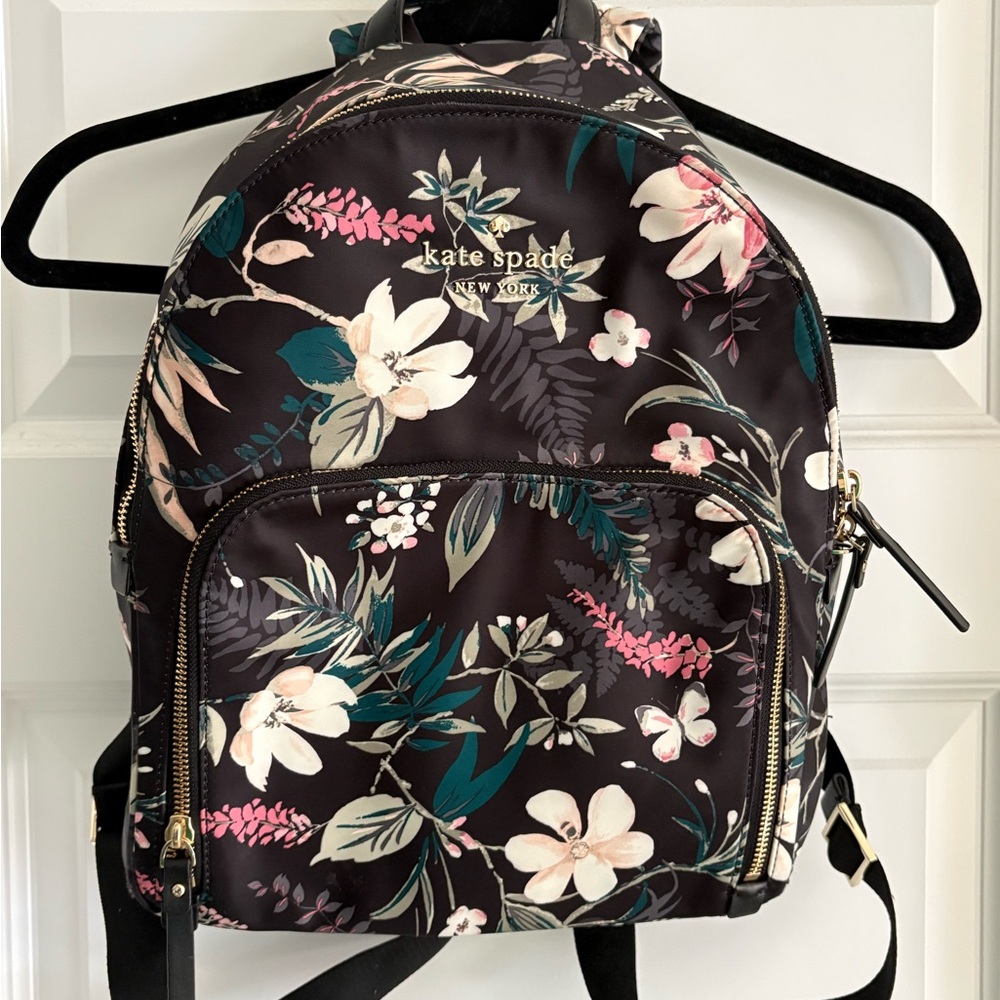 Kate Spade Floral Print Backpack in Black